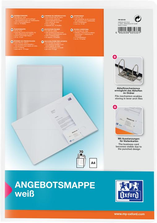Produktbild Elba Angebotsmappe image+, mit A4-Sichttasche, weiss gepackt zu 1 Stück (A4, 1 x)
