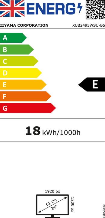 Energie-Label iiyama Dis 24 PL XUB2495WSU-B5 IPS (1920 x 1200 Pixel, 24")