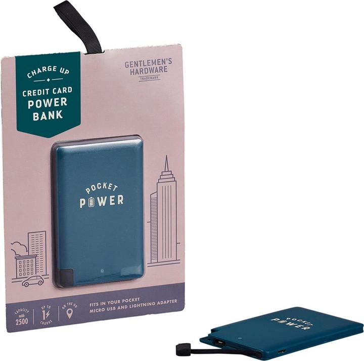 Actual product image Gentlemen's Hardware Power Bank Credit Card Size (2500 mAh, 9.25 Wh)