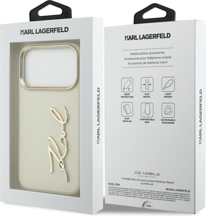 Productafbeelding Karl Lagerfeld case PU leather case with Karl script logo and metal camera buttons for iPhone 17 Pro (Apple iPhone 17 Pro)