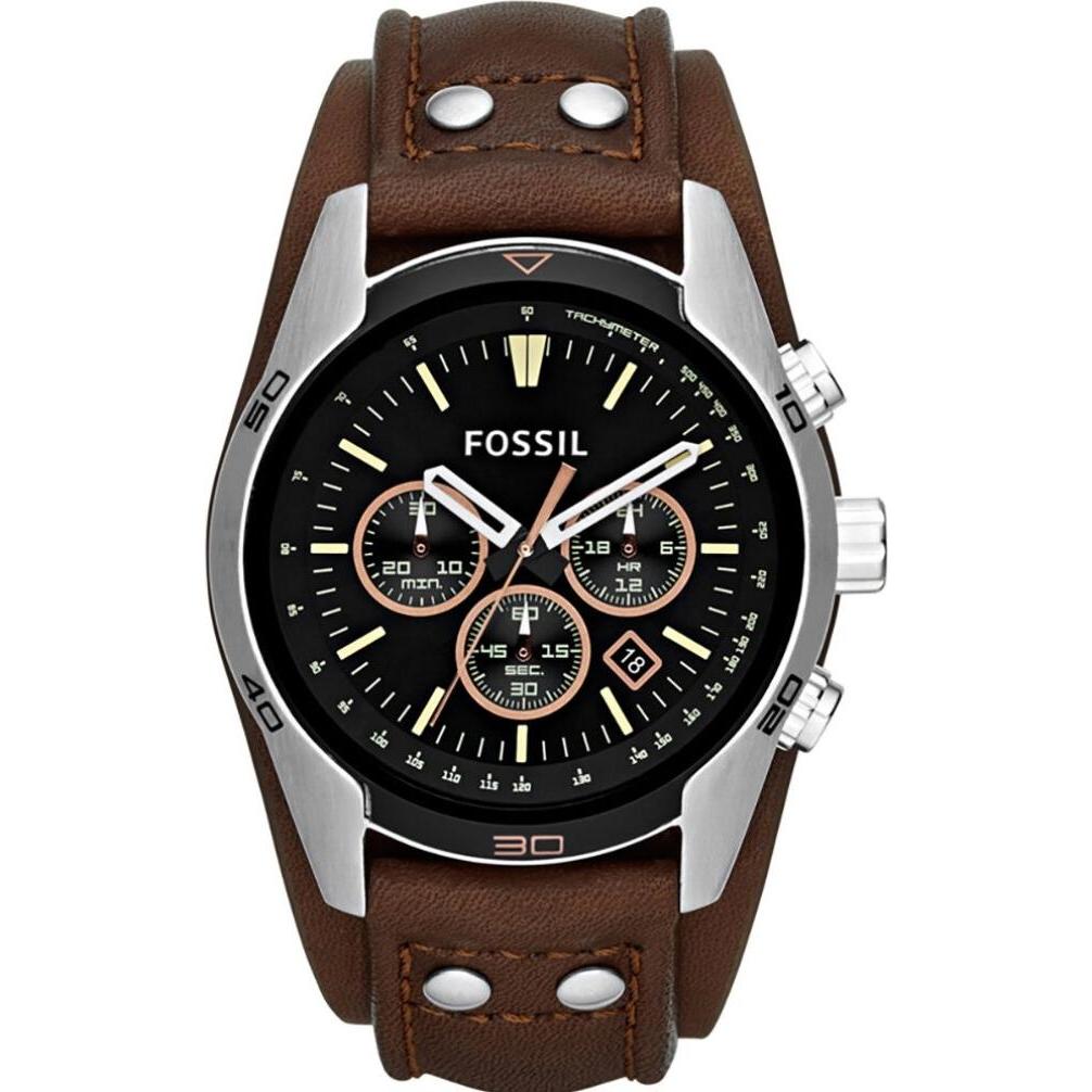 Fossil, Armbanduhr, Coachman, Braun, (Analoguhr, Chronograph, 45 mm)