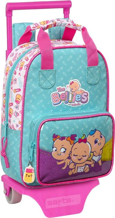 Image du produit The Bellies Sac à dos scolaire à roulettes 20 x 28 x 8 cm Violet turquoise Blanc