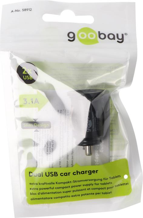Actual product image Goobay Dual USB car charger 3.1A