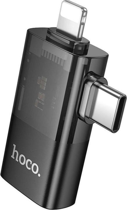 Productafbeelding Hoco Cable adapter OTG 2in1 Lightning (male) / Type C (male) to USB A (female) UA36E black (USB-A, USB-A, Bliksem)