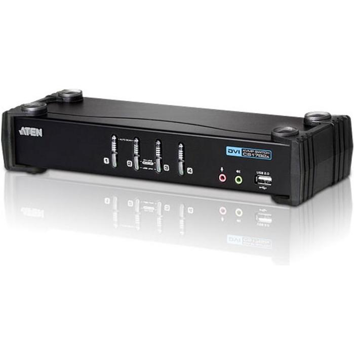 Aten CS1764A, 4 Port KVM Switch, 2x USB, DVI, KVM Switch, Schwarz