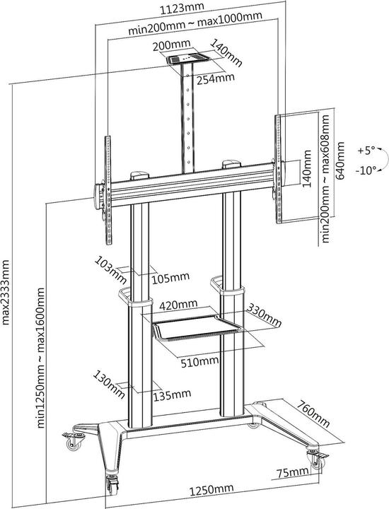 Image du produit PureMounts PDS-0012C (Universel, 90", 140 kg)
