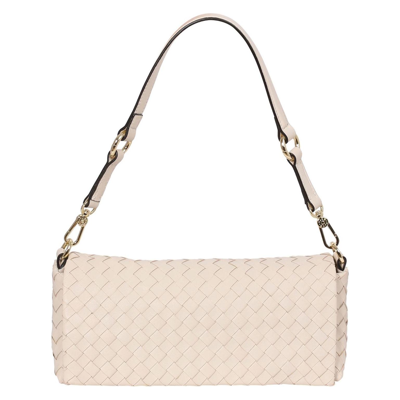 Abro, Damen, Handtasche, Leather Piuma Weaving Shoulderbag Mila, Beige