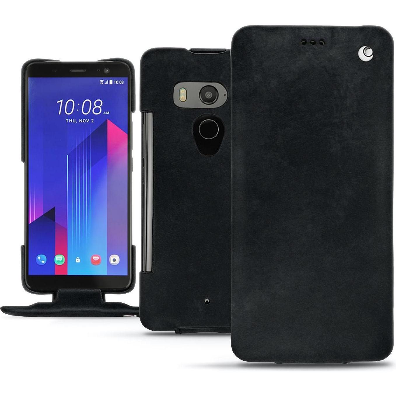 Noreve Lederschutzhülle vertikal (HTC U11+), Smartphone Hülle, Schwarz