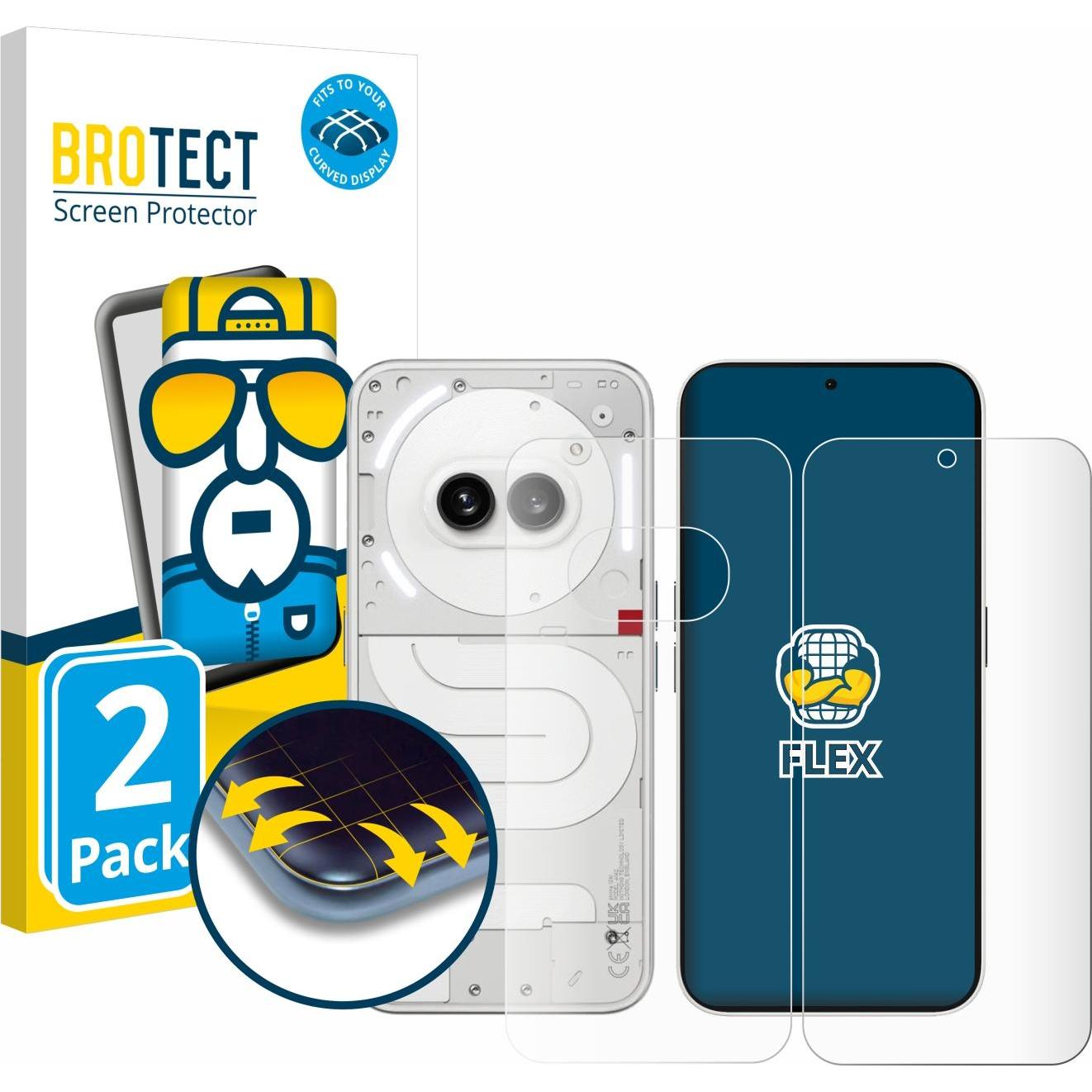BROTECT Full-Screen Displayschutz (2 Stück, Nothing Phone (2a)), Smartphone Schutzfolie, Transparent