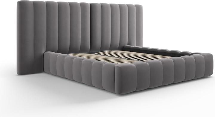 Actual product image Micadoni Velvet Storage Bed With Double Headboard, "Kelp", 230x300x100Made in Europe (180 x 200 cm)