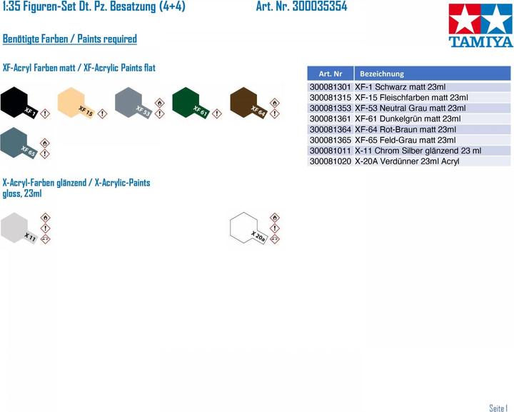 Actual product image Tamiya Figure set Dt. Pz. crew
