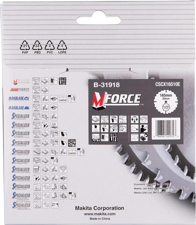 Produktbild Makita M-FORCE Sägeb. 165x20x10Z