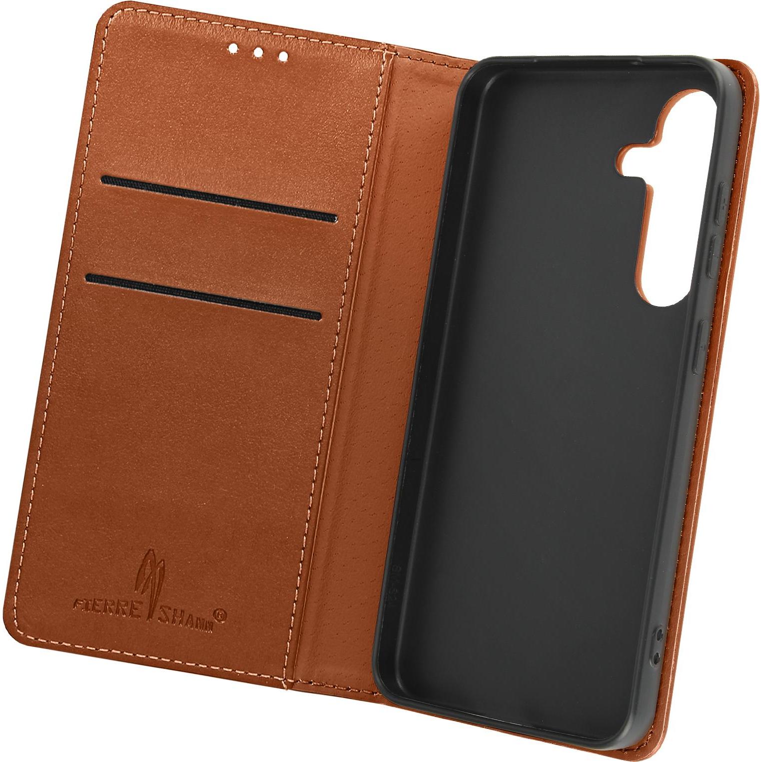 Avizar Leather Calf Cover Series (Samsung Galaxy S24), Smartphone Hülle, Braun