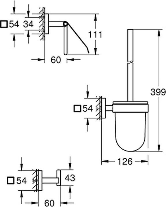 Image du produit Grohe Start Cube QuickFix WC Set 3 en 1, à coller, chromé