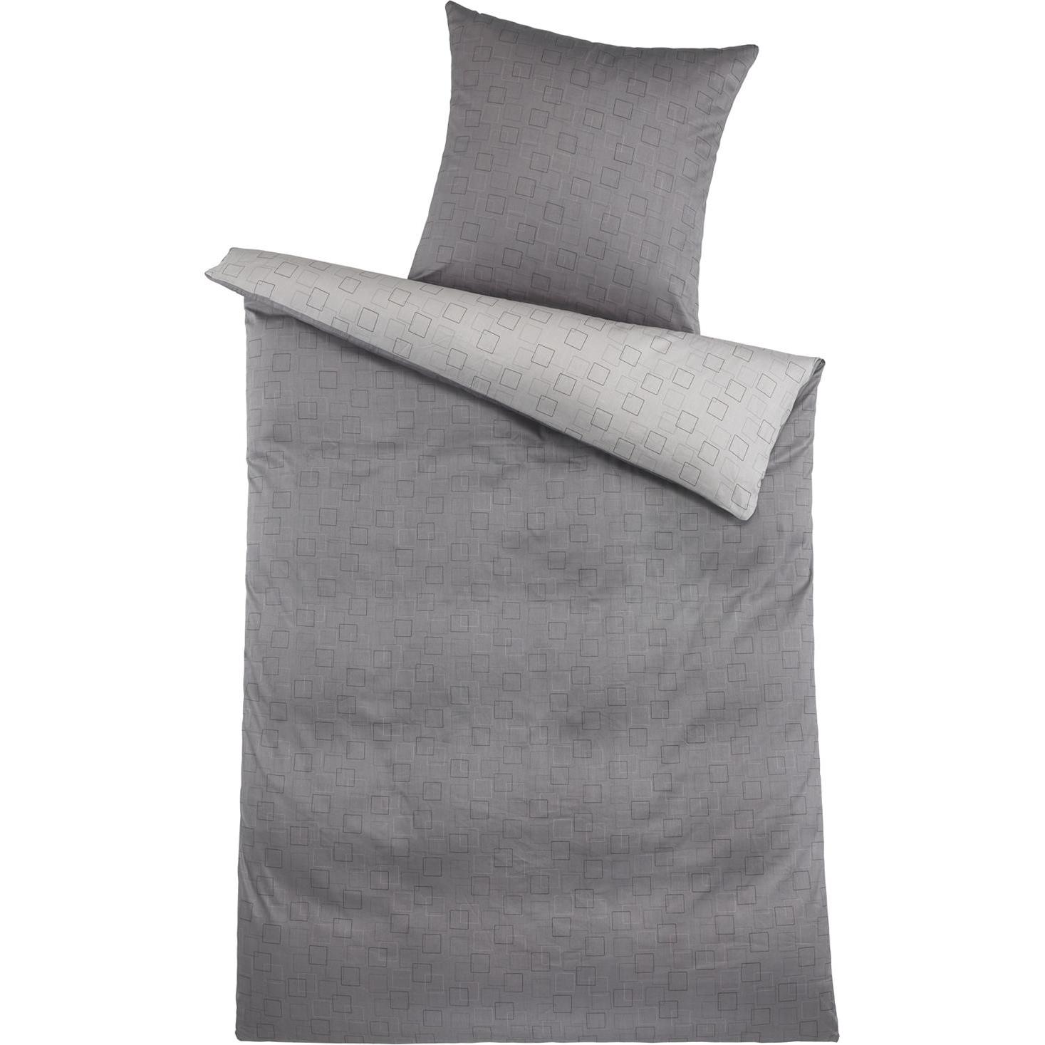 HTI-Living, Bettwäsche, Mako Satin Bettwäsche 2-Teilig Grau 135 x 200 cm (Bettwäsche Set, 135 x 200 cm)