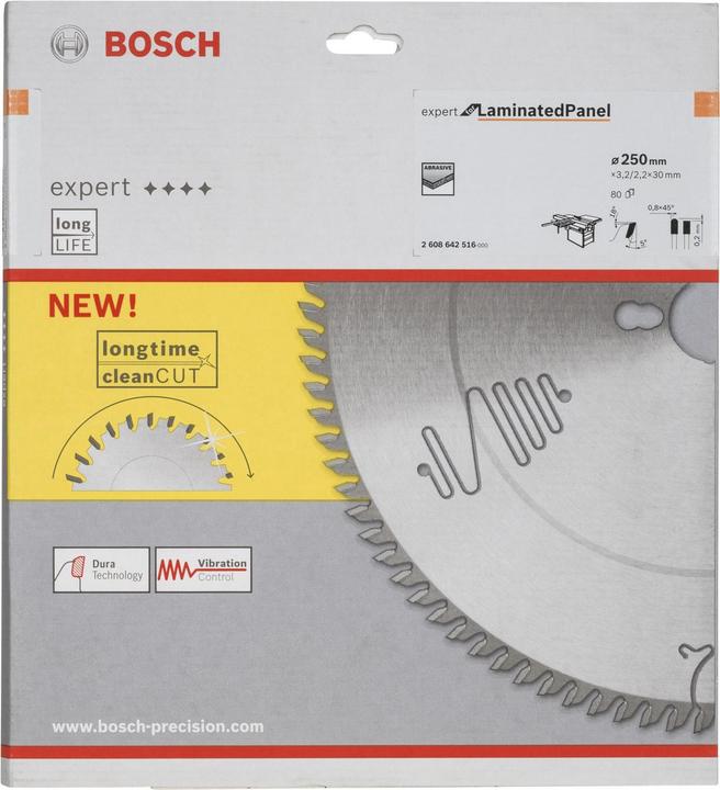 Immagine prodotto Bosch Professional Zubehör Lama circolare Expert per pannello laminato, 250 x 30 x 3,2 mm, 80