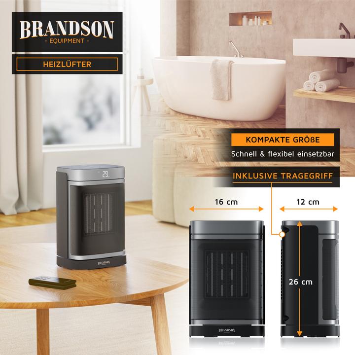 Produktbild Brandson Keramik-Heizlüfter 1500W, Timerfunktion, Überhitzungsschutz, inkl. Fernbedienung,kompakt, schwarz (1500 W)