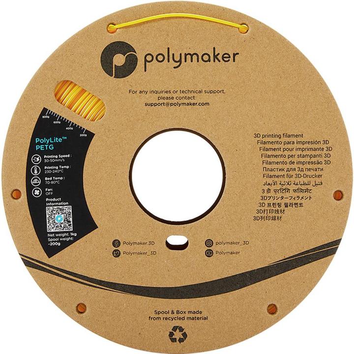 Actual product image Polymaker PolyLite PETG V2 - Yellow - 1.75mm (PETG, 1.75 mm, 1000 g, Yellow)
