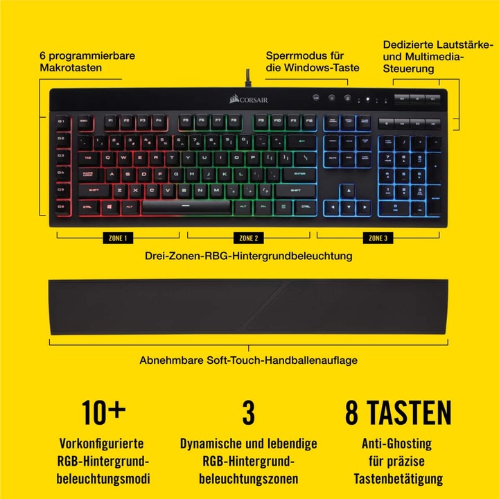 Produktbild Corsair K55 Rgb (DE, Kabelgebunden)