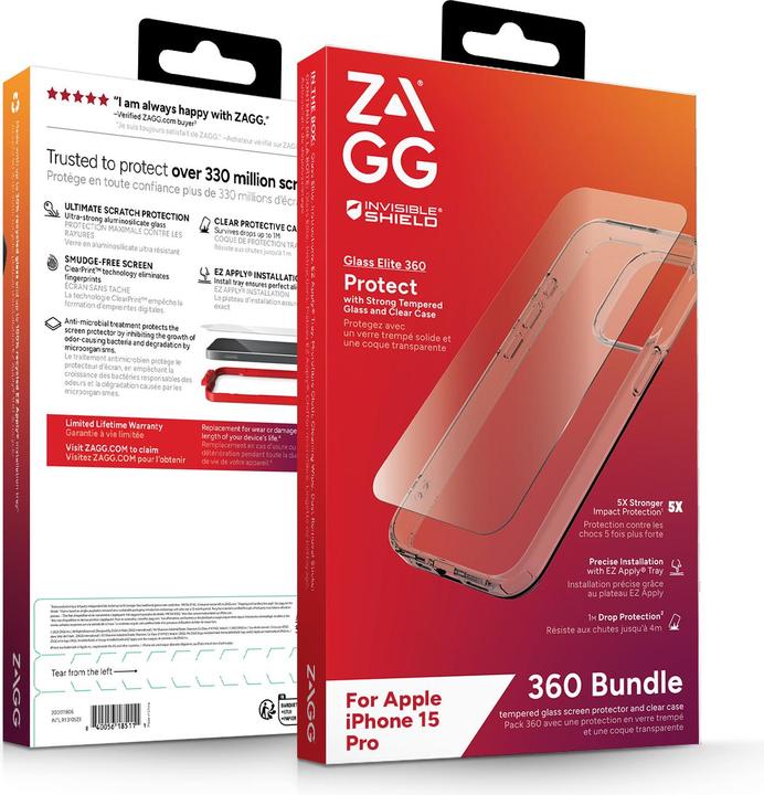 Immagine prodotto Zagg Invisibleshield Bndl Vetro (1 pz., Apple iPhone 15 Pro)