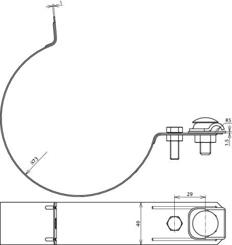 Actual product image Dehn Downpipe clamp D 100mm Cu-St/tZn version 420207