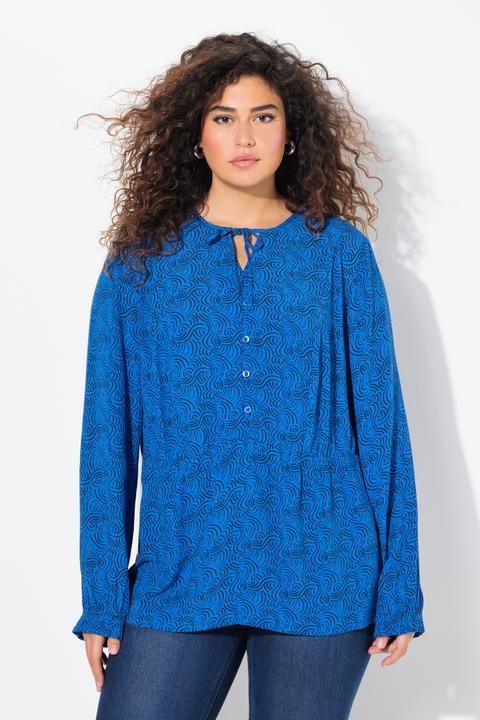 Actual product image Ulla Popken Wave Print Long Sleeve Blouse (58)