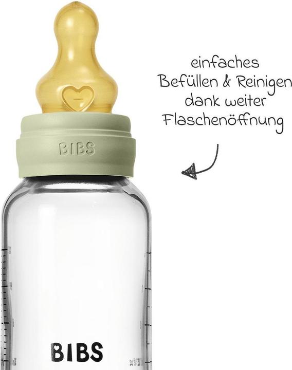 Actual product image Bibs - Glass Baby Bottle Round Latex Slow Flow - Sage - 120 ml (120 ml)