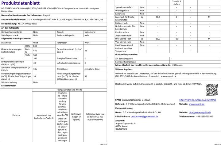 Produktbild Exquisit EXQ KS 117-3-040 E Kühlschrank (81 l)