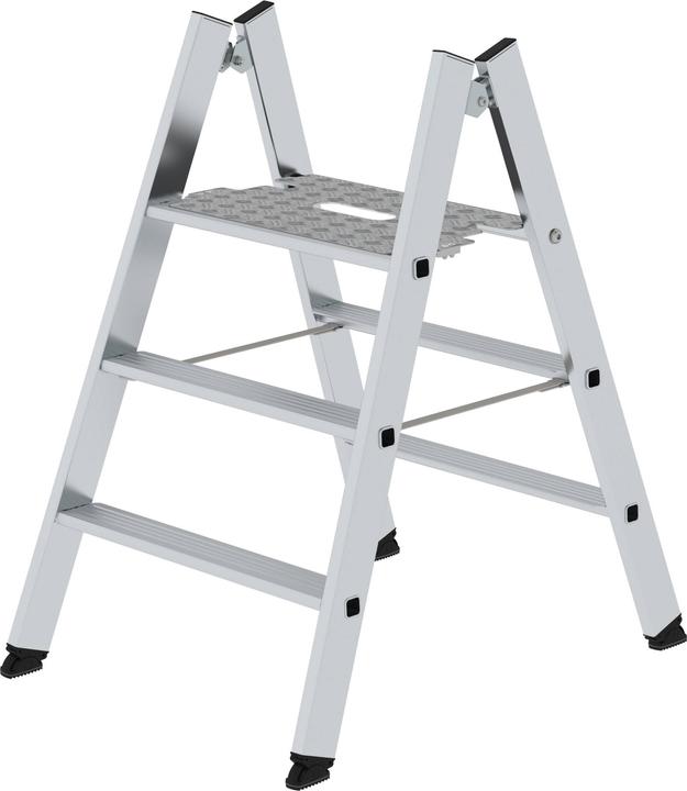 Actual product image Munk Folding steps double sided aluminium natural 3 steps (Folding step, 47 cm)
