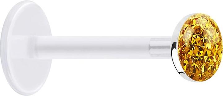 Produktbild Star Piercing Micro Labret transparent mit Kristallscheibe topaz Epoxy Schutzschicht (ohne Messing, 925 Sterlingsilber, Kunststoff)