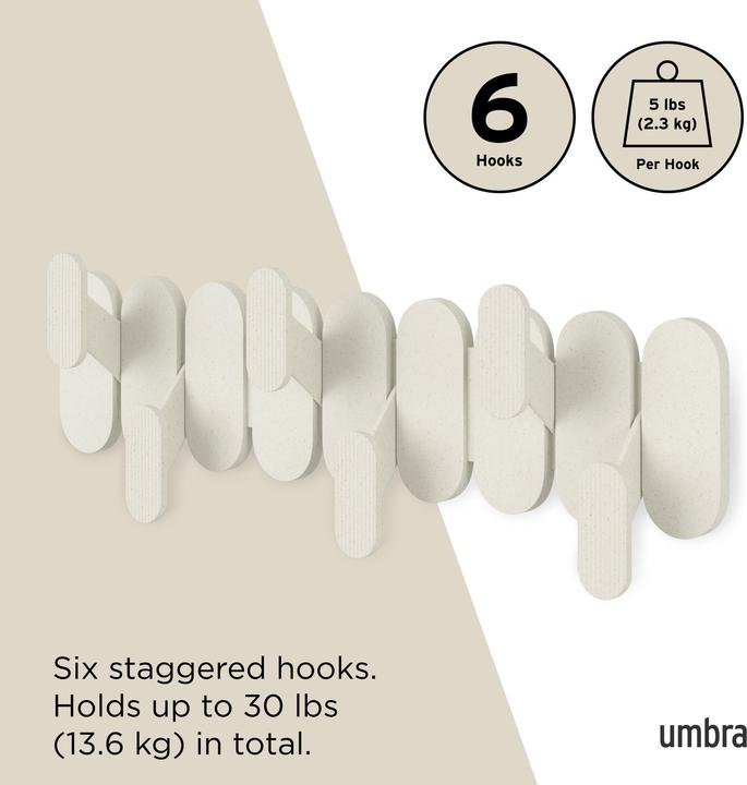 Actual product image Umbra Tempo 6 Hook Sand