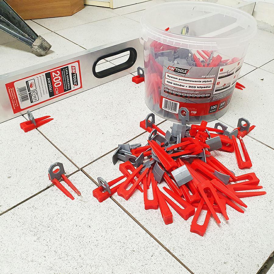 Awtools, Zubehör Verlegematerial, SYSTEM POZIOMOWANIA PŁYTEK LEVEL UP 1,0mm - 6-17mm - KLIPS 100szt. + KLIN 100szt.
