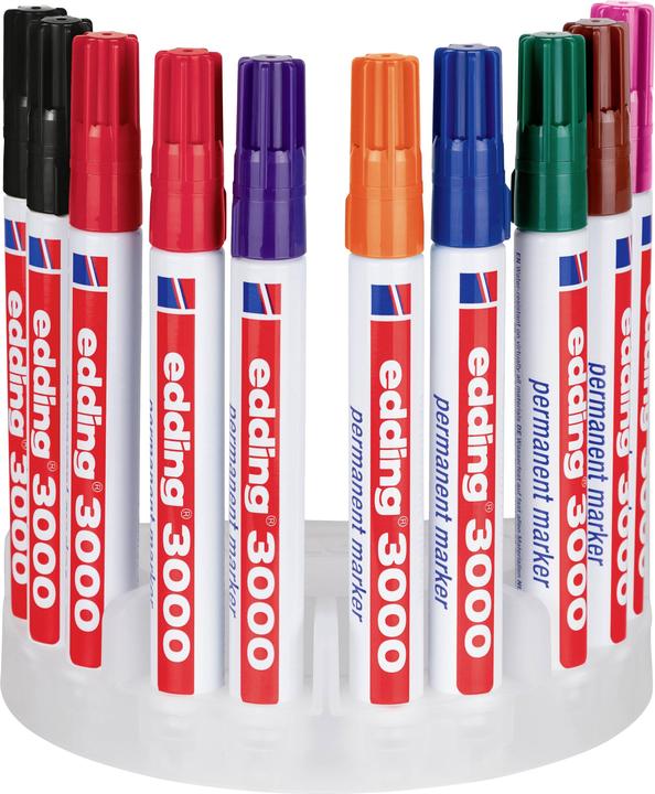 Image du produit Edding 4-3000-10999 Marqueurs permanents Noir, Rouge, Bleu, Vert, Orange, Gris