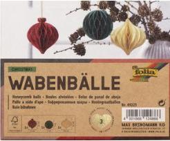 Folia Palline a nido d'ape natalizie, set di 3 palline