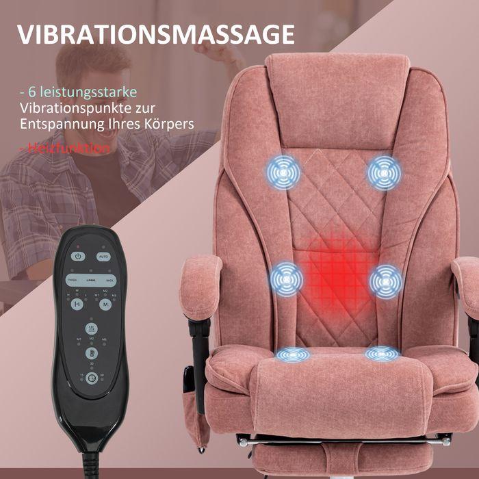 Produktbild Swisshandel24 Ergonomischer Bürostuhl mit Massagefunktion, Fussstütze, drehbar, rollbar, Rosa