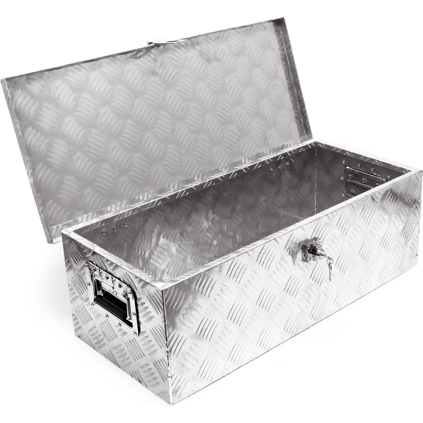 Wiltec, Lagerbehälter, Werkzeugbox 76x32x24,5cm Silberfarben Transportbox Werkzeugkiste Alubox