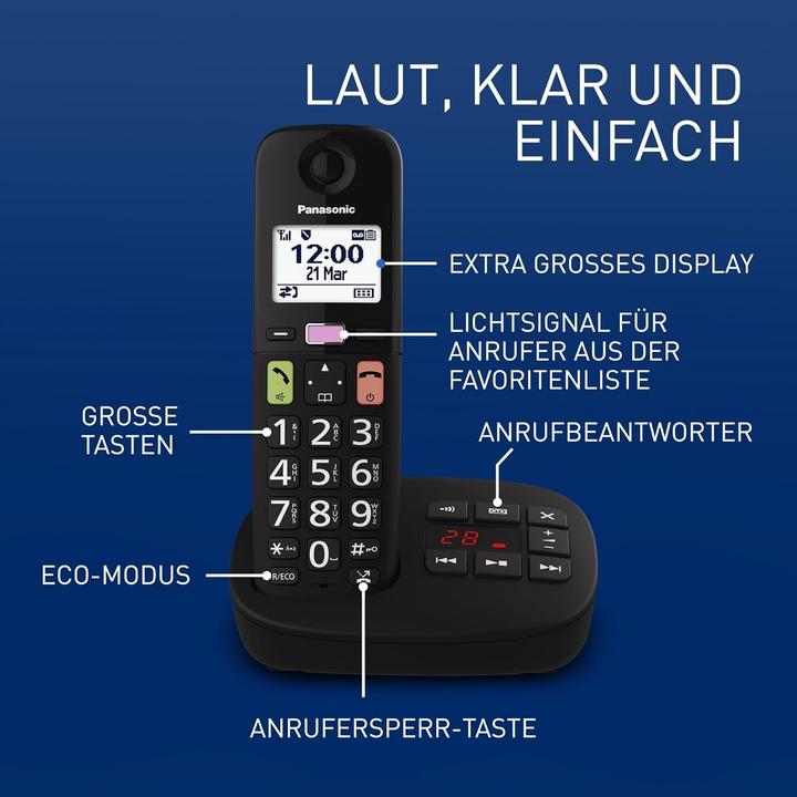 Produktbild Panasonic DECT KX-TGU132EXB Duo Zwart