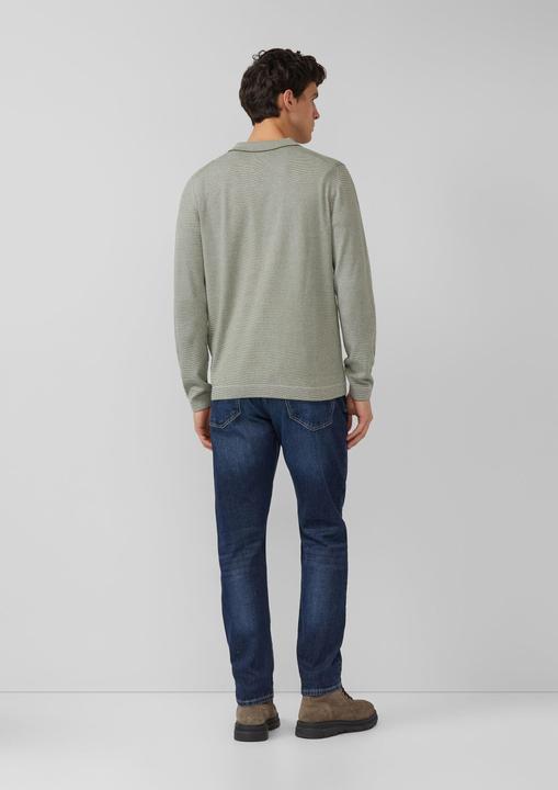 Produktbild s.Oliver Strickpullover Gestrickter Streifenpullover mit Polokragen und Rippbündchen (M)