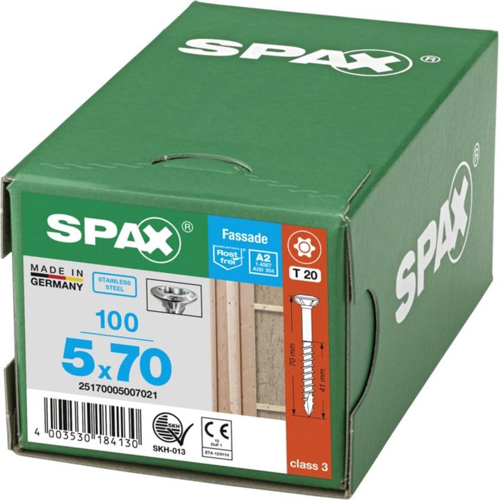Productafbeelding Spax A2 Linsenkopf Fraesrippen T-Star Plus T20 Teilgewinde Cut (100 Schroeven per stuk, 5 x 70 mm)
