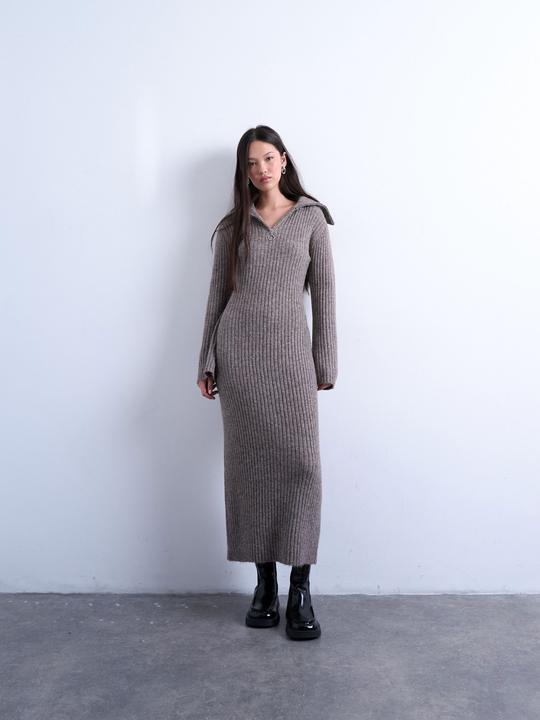 Actual product image Spokey Normal geschnitten Hemdkragen Midikleid Strickkleid (XS)