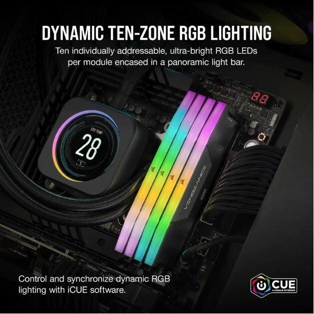 Productafbeelding Corsair D564GB 6000-30 Vengeance RGB bk K2 COR (2 x 32GB, 6000 MHz, DDR5 RAM, DIMM 288 pin)