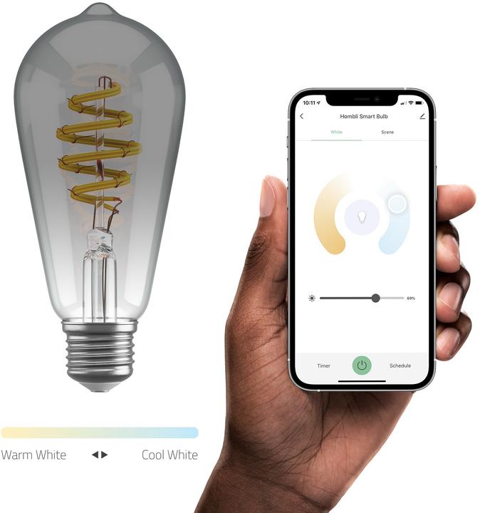 Actual product image Hombli Filament Bulb CCT E27 ST64 (E27, 5.50 W, 180 lm, 1 x, G)