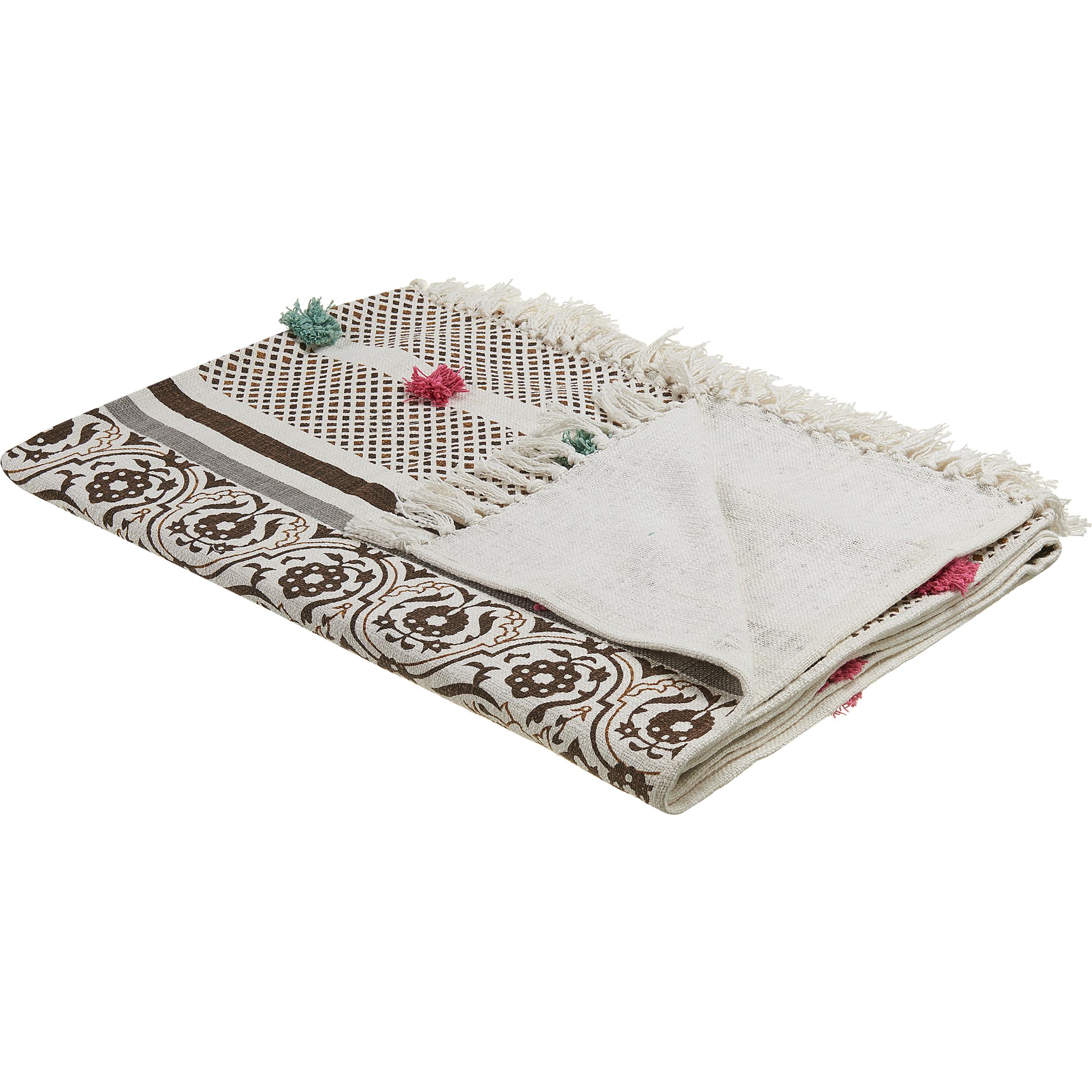 Beliani, Decke, Decke Baumwolle beige / braun 130 x 180 cm orientalisches Muster CHINSURAH (130 x 180 cm)
