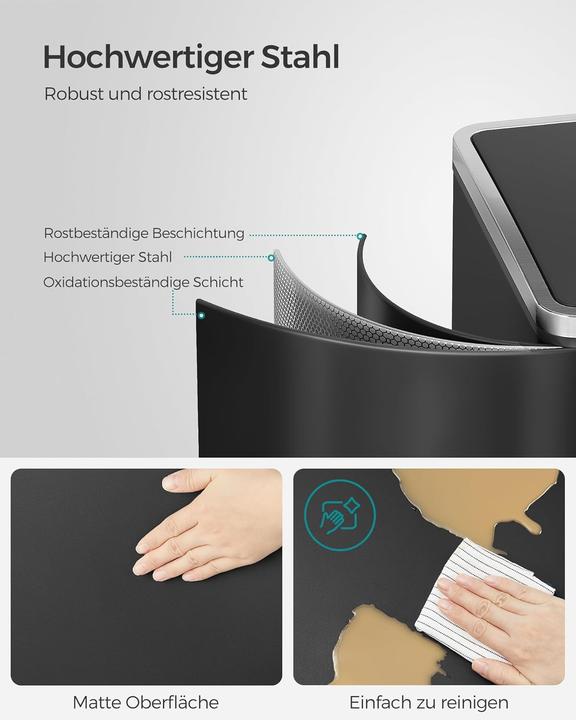 Immagine prodotto Songmics Treteimer 2 x 30 L, Schwarz, Fassungsvermögen: 60 (60 l)