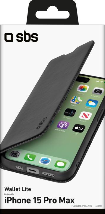 Produktbild SBS Book Wallet Lite iPhone 15 Pro Max schwarz (Apple iPhone 15 Pro Max)