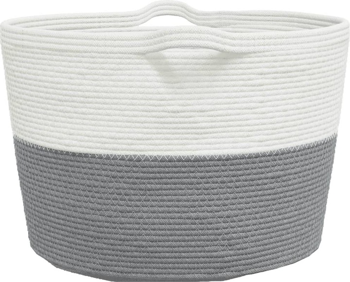 Immagine prodotto VidaXL Cesto per il bucato grigio e bianco Ø60x36 cm in cotone, colore: grigio
