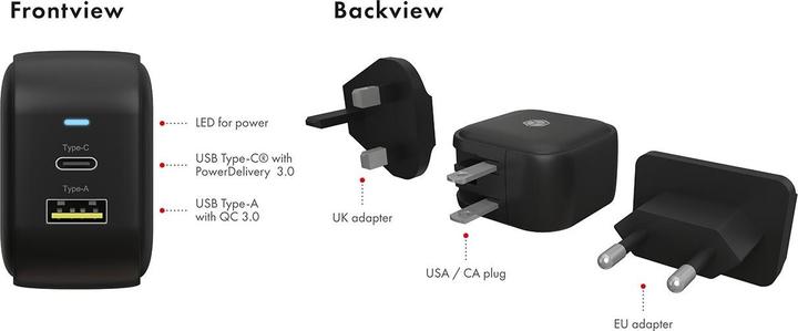 Produktbild Icy Box Adap Power Supply 2-Port, USB + USB-C (38 W)