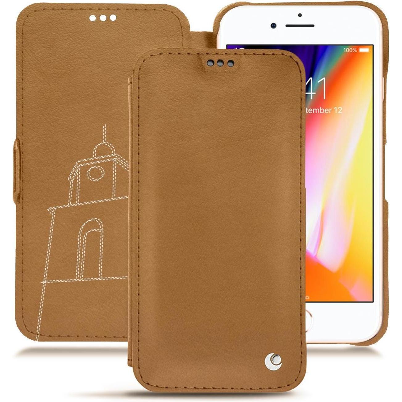 Thumbnail - Noreve Lederschutzhülle horizontal (Apple iPhone 8), Smartphone Hülle, Braun