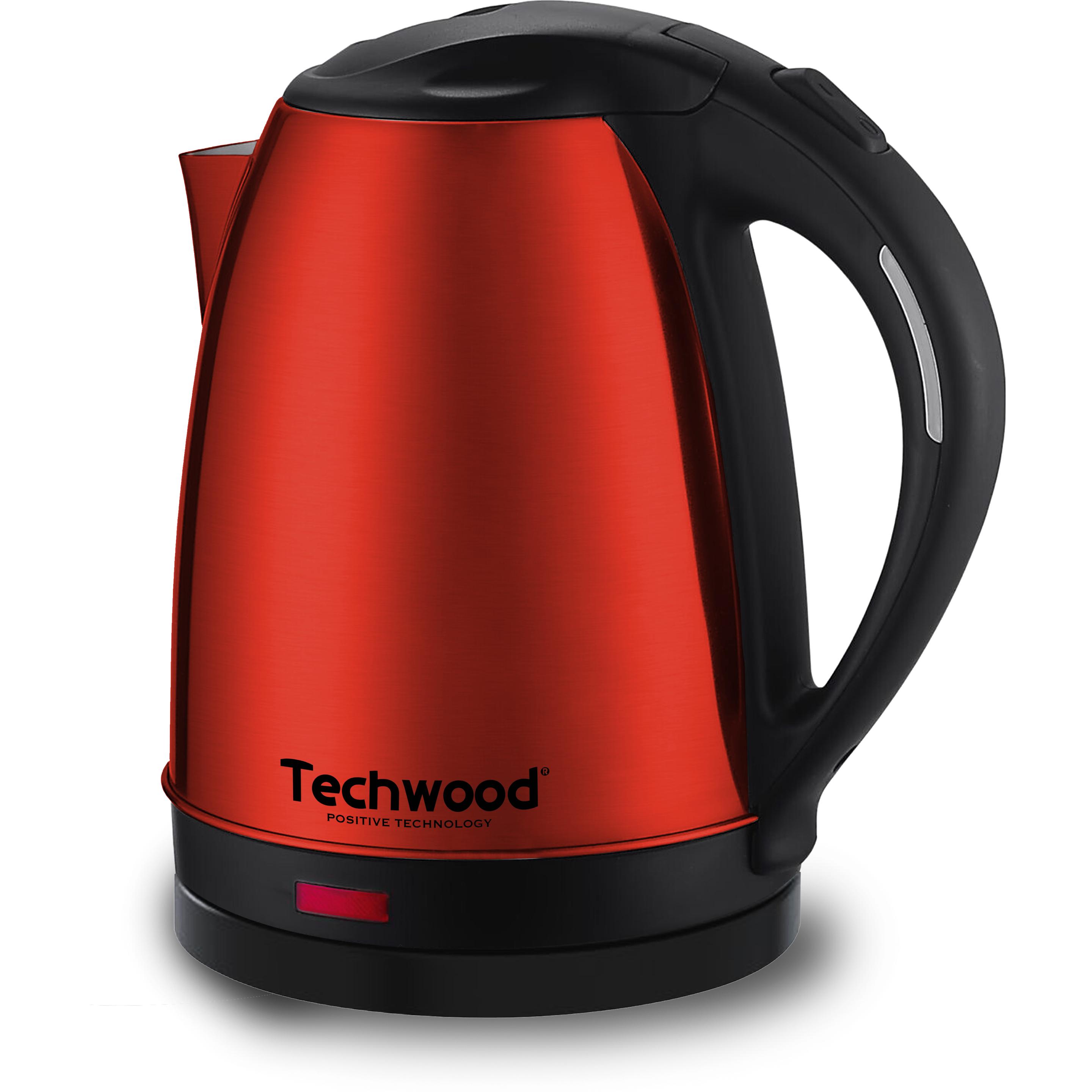 Techwood Wasserkocher 1.8 L, Edelstahl rot, Bollitore, Rosso