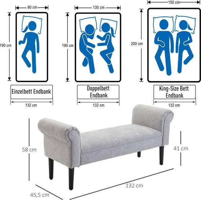 Immagine prodotto Swisshandel24 Panca imbottita panca da salotto panca da corridoio panca da letto elegante con lati arrotolati (45.50 cm)